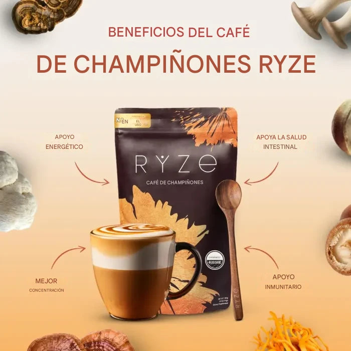 CAFE CON HONGOS RYZE para manténerse concentrado y equilibrado sin cafeina