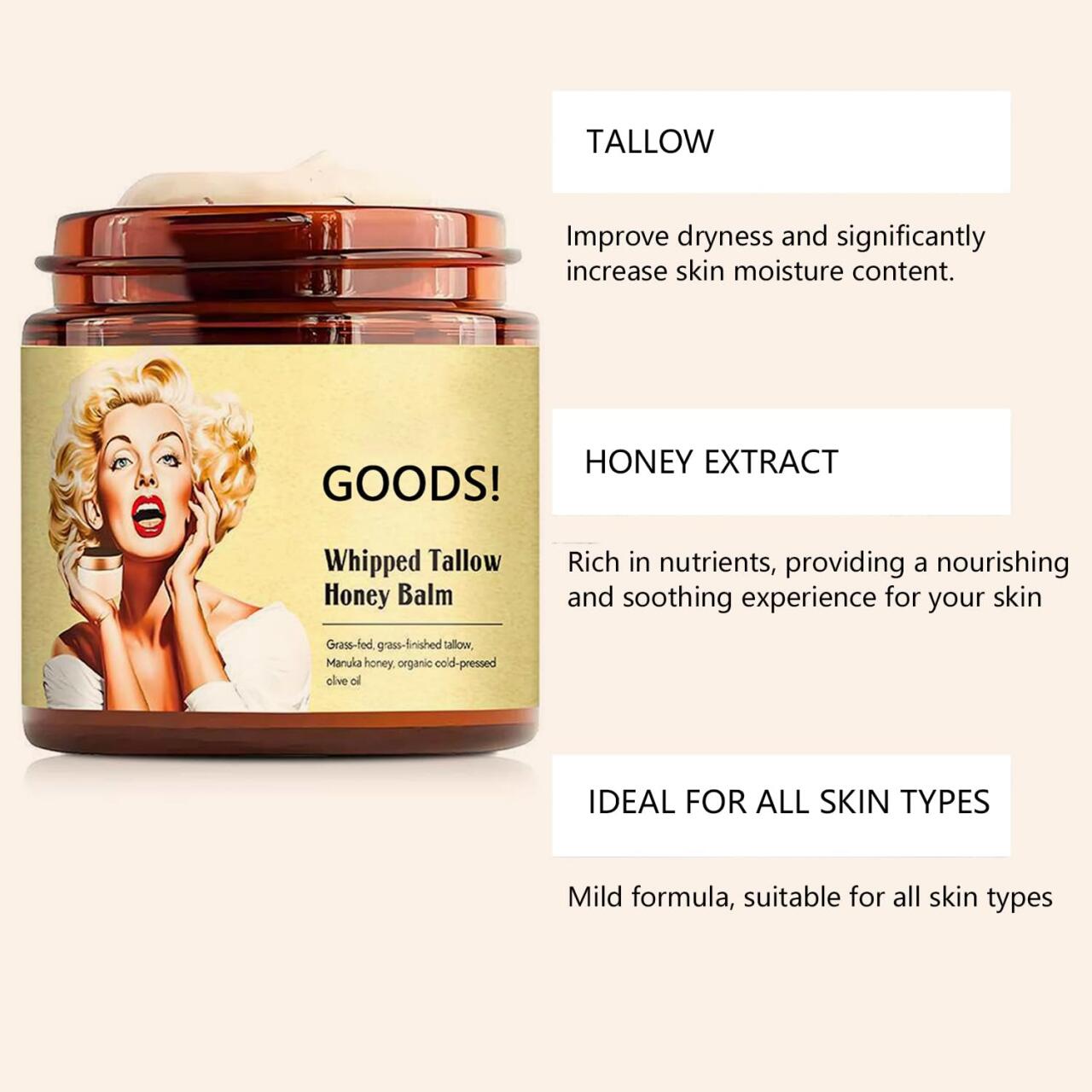 Crema de sebo de res (honey tallow balm)