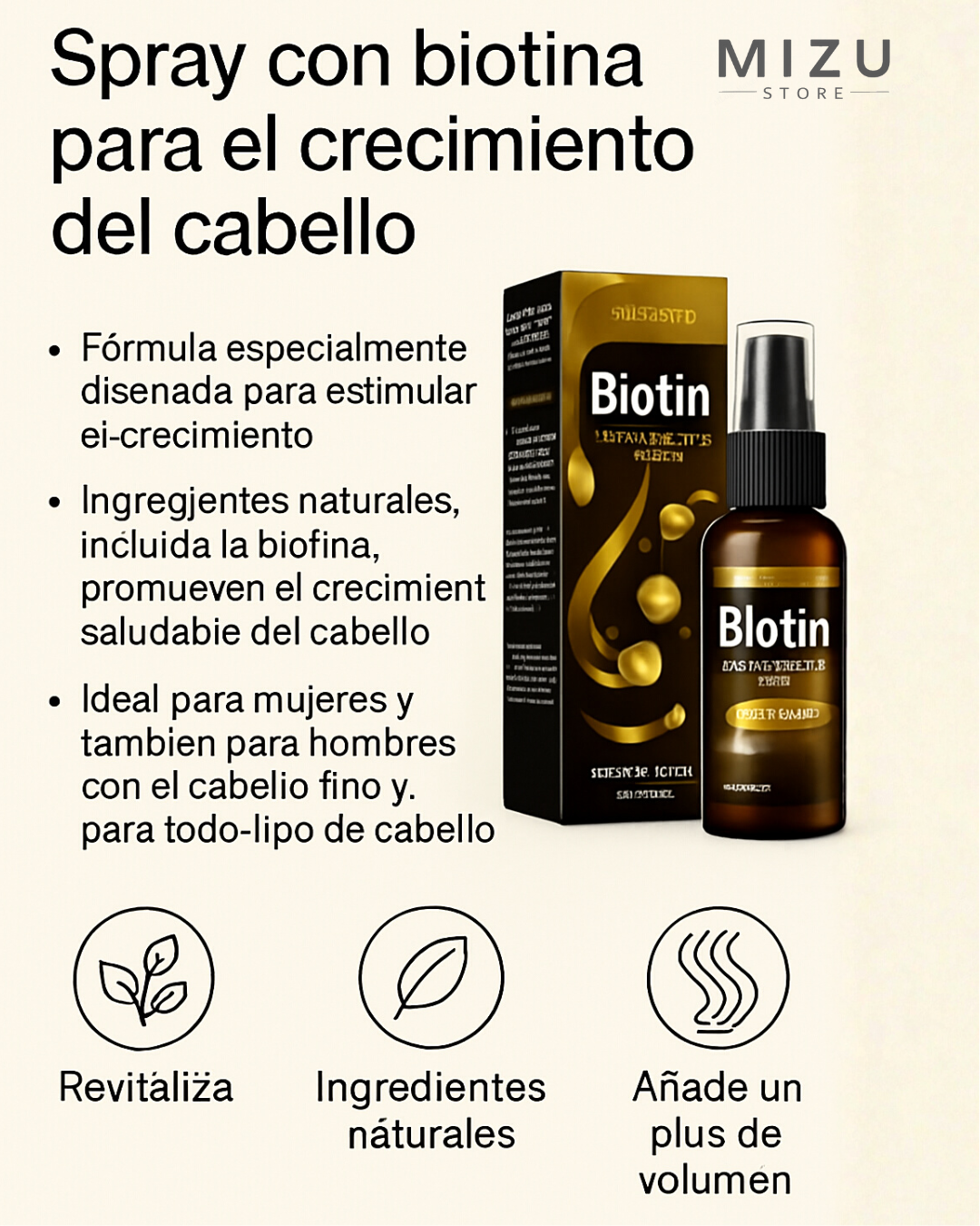 Spray Capilar con Biotina – Para  un cabello más fuerte y brillante