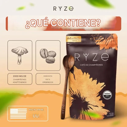 CAFE CON HONGOS RYZE para manténerse concentrado y equilibrado sin cafeina