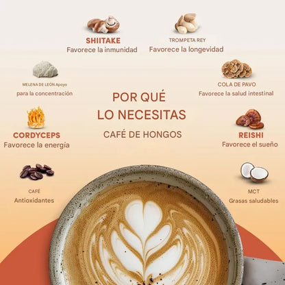 CAFE CON HONGOS RYZE para manténerse concentrado y equilibrado sin cafeina
