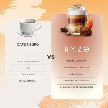 CAFE CON HONGOS RYZE para manténerse concentrado y equilibrado sin cafeina